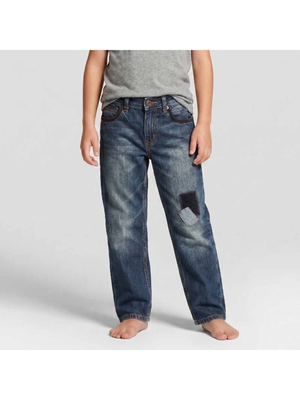 Gymboree Camp Yosemite Boy's Patched Knee Dark Blue Denim Jeans Pants in size 8